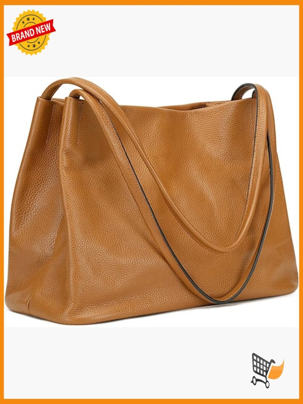 Top Grain Leather Tote Bag Hobo Purse Shoulder Handbag Magnetic Snap Closure